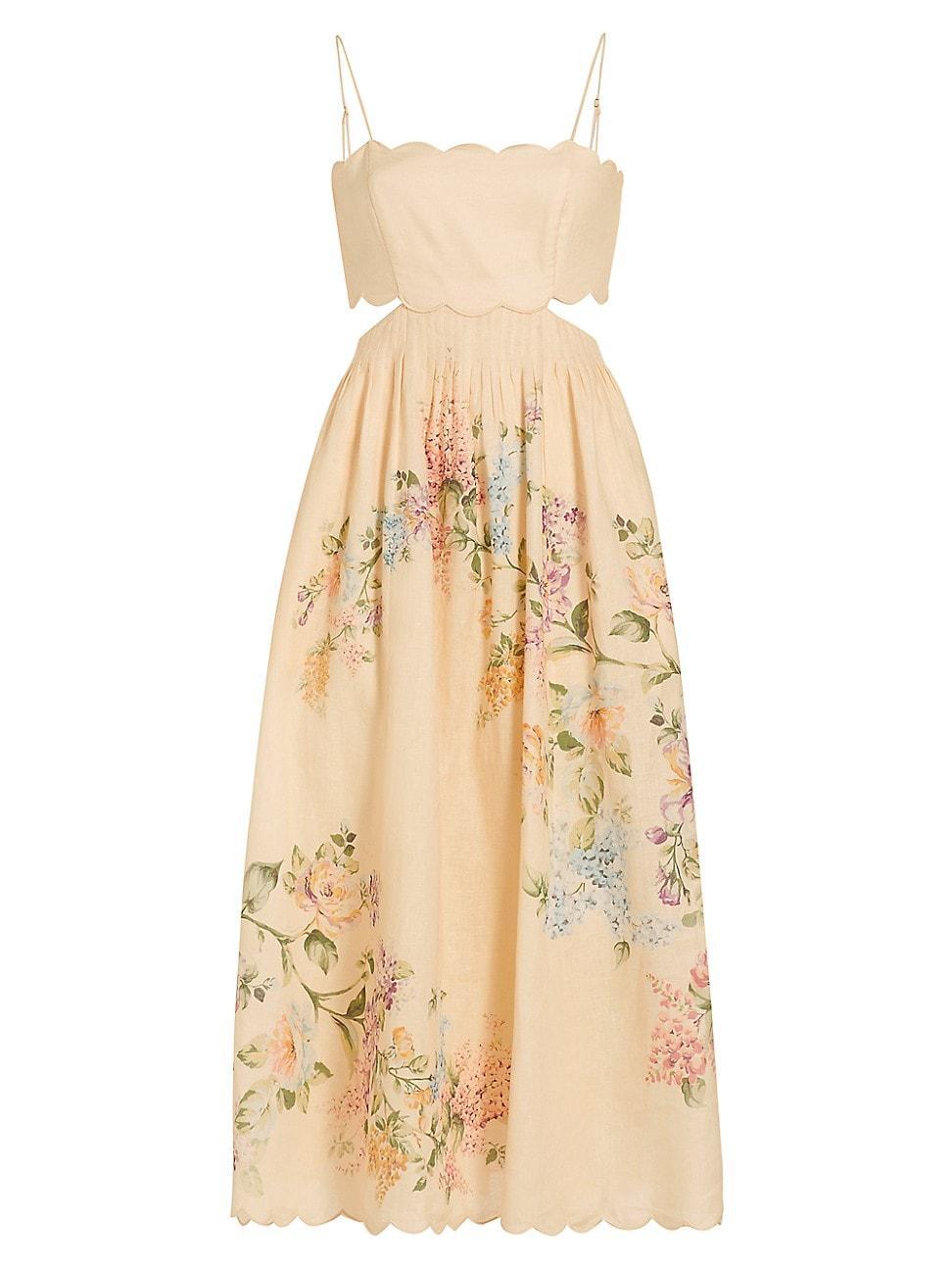 Womens Halliday Floral Scallop Midi-Dress Product Image