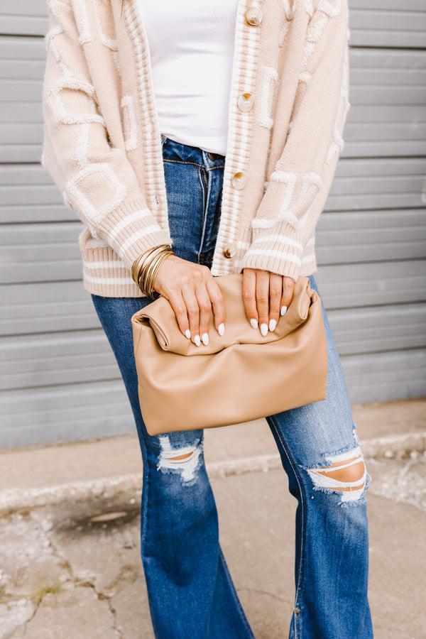 Show You Around Faux Leather Crossbody In Warm Taupe Product Image