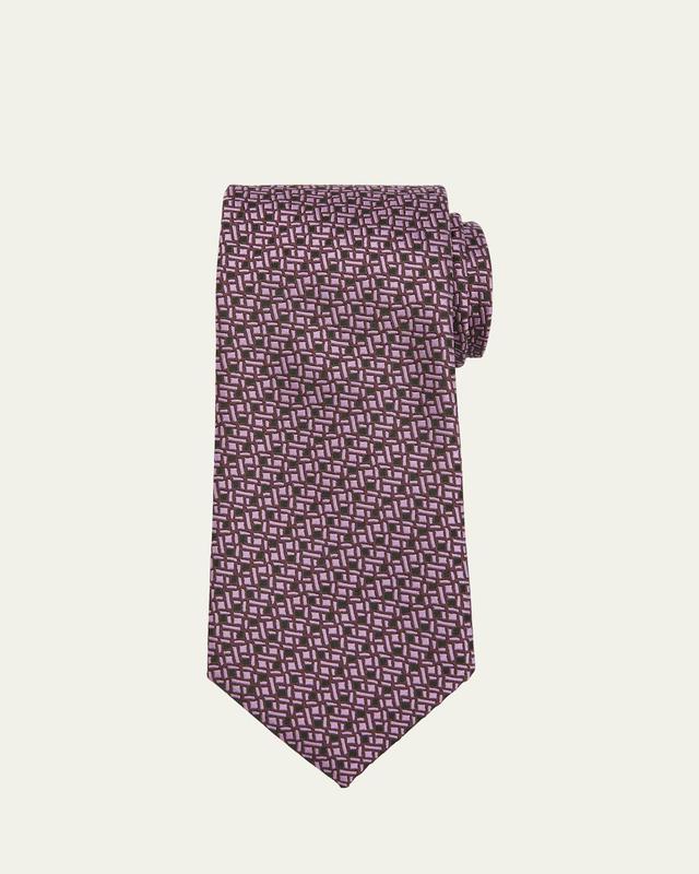 Mens Geometric Jacquard Silk Tie Product Image