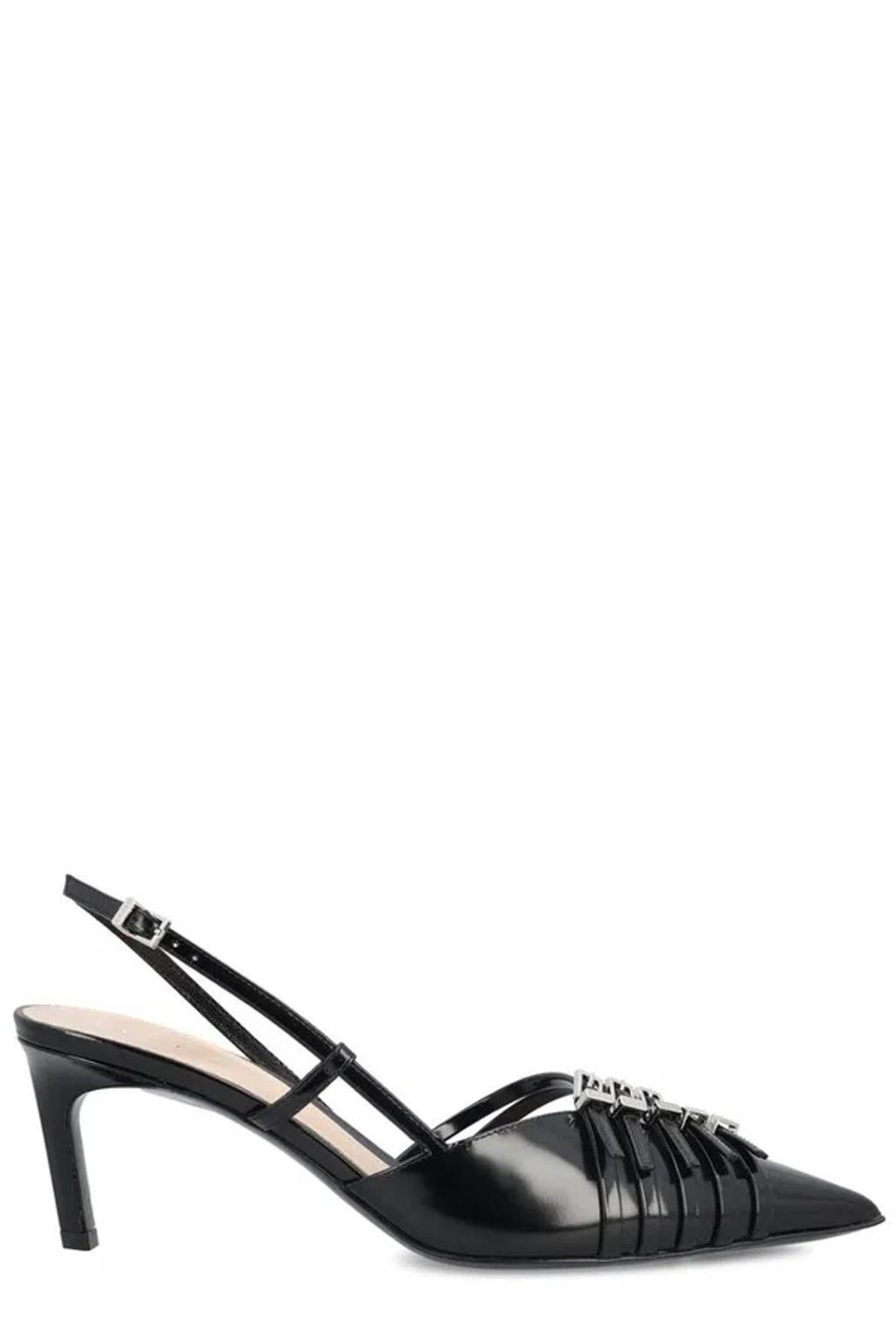 Regent Leather Buckles Slingback Pumps In Black Product Image