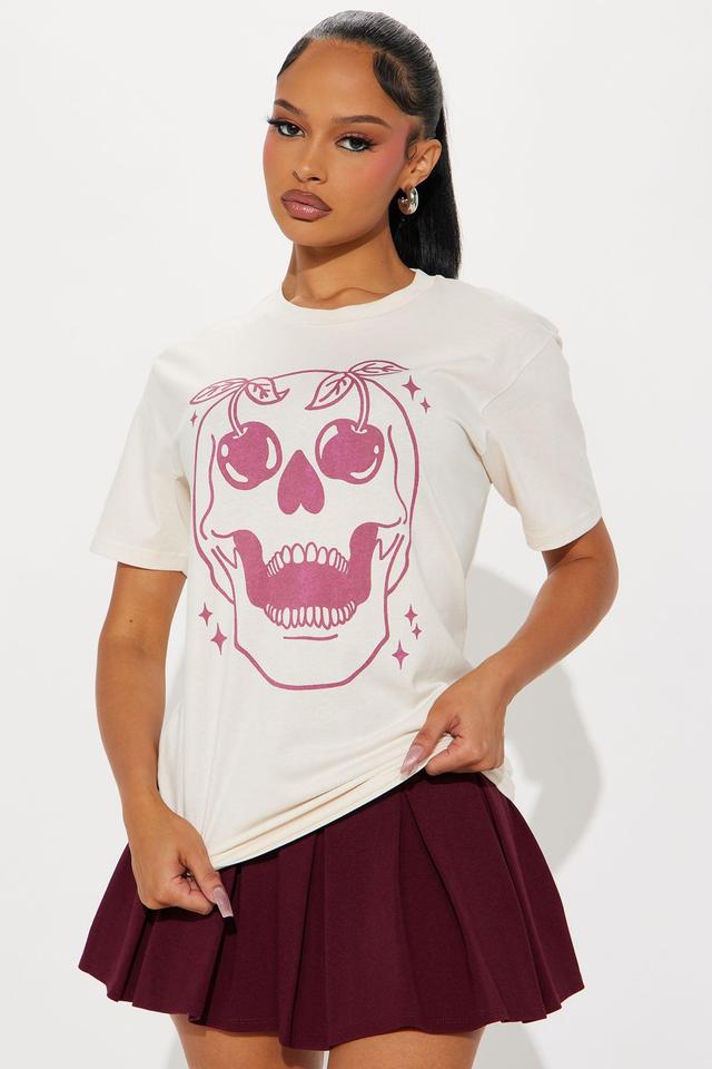 Cherry Eyes Skull Graphic Tee - Off White Product Image