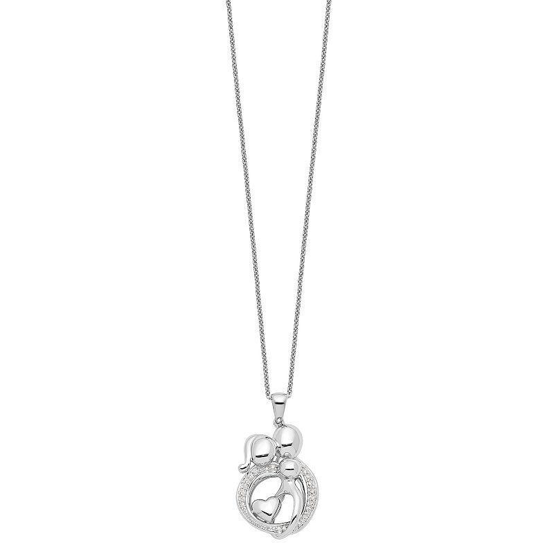 Sentimental Expressions Sterling Silver Cubic Zirconia Family of Three Gathering Necklace, Womens Product Image