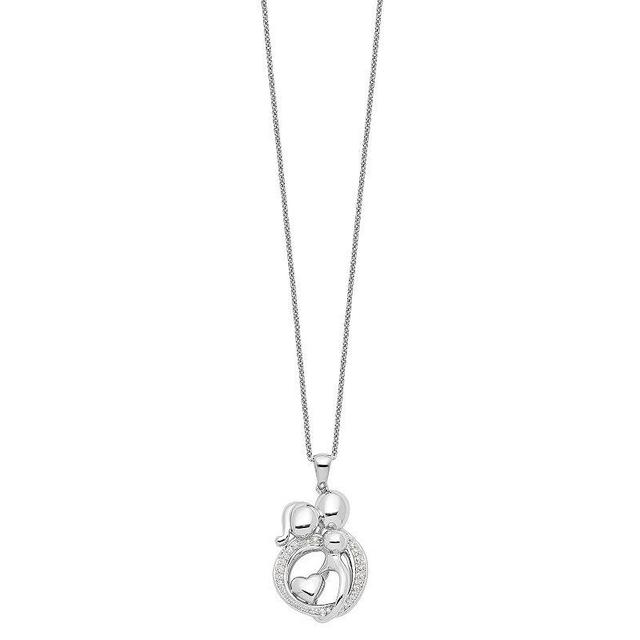 Sentimental Expressions Sterling Silver Cubic Zirconia Family of Three Gathering Necklace, Womens Product Image