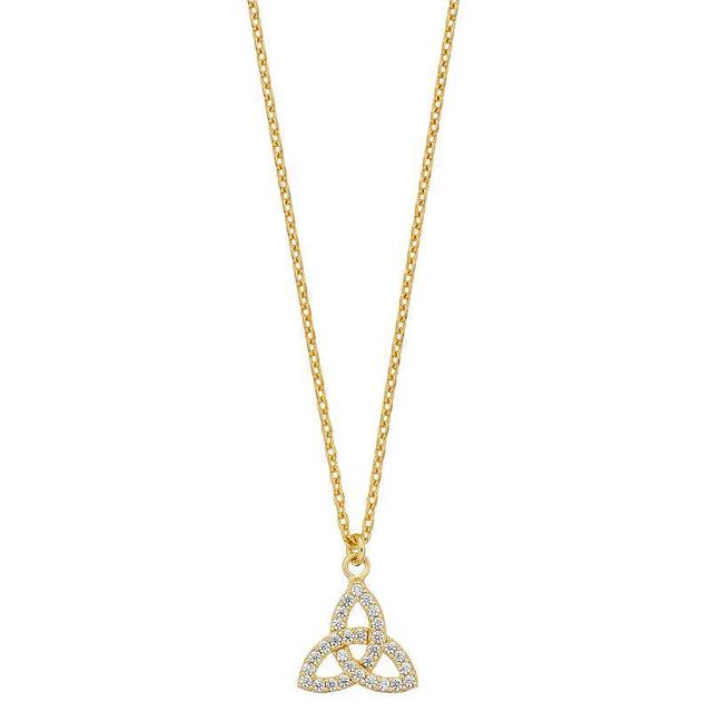 Sterling Silver Cubic Zirconia Trinity Knot Pendant Necklace, Womens 18k Gold Over Product Image