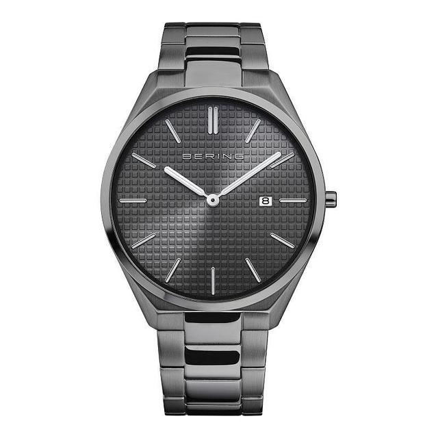 BERING Mens Ultra Slim Brushed Stainless Steel Bracelet Watch, Womens Gray Product Image