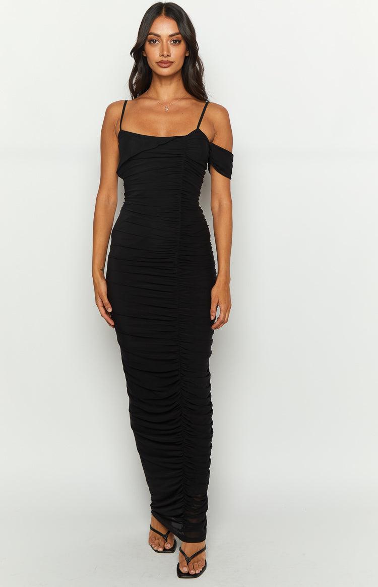 Cordelia Black Mesh Formal Maxi Dress Product Image