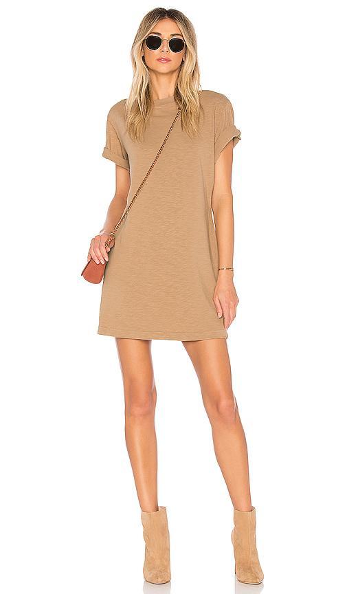 COTTON CITIZEN Tokyo Short Sleeve Mini Dress in Tan. Product Image