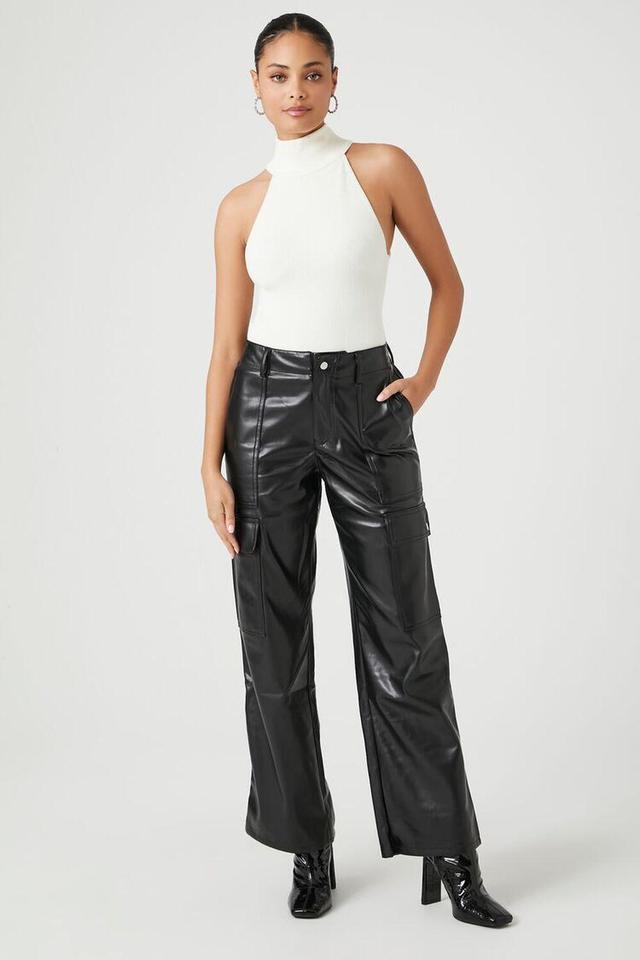 Faux Leather Straight Cargo Pants | Forever 21 Product Image