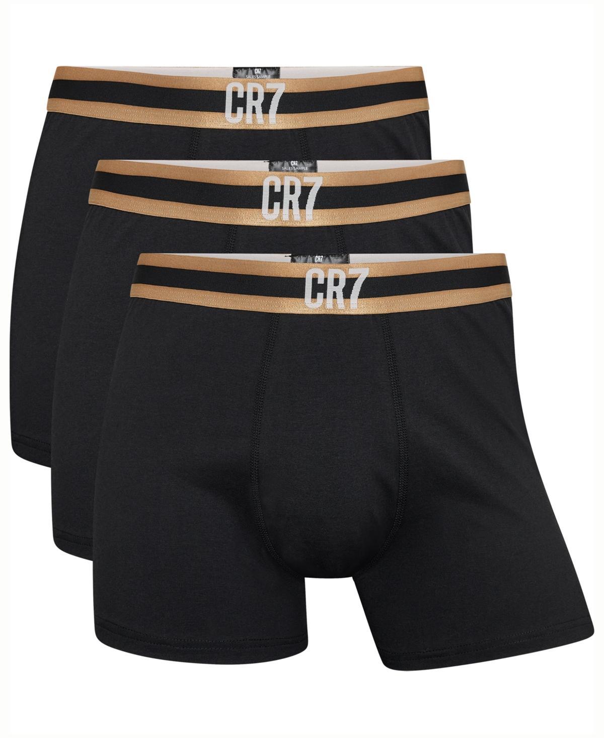 CR7 Mens Cotton Blend Trunks, Pack of 3 - Black, Gray, Gold Product Image