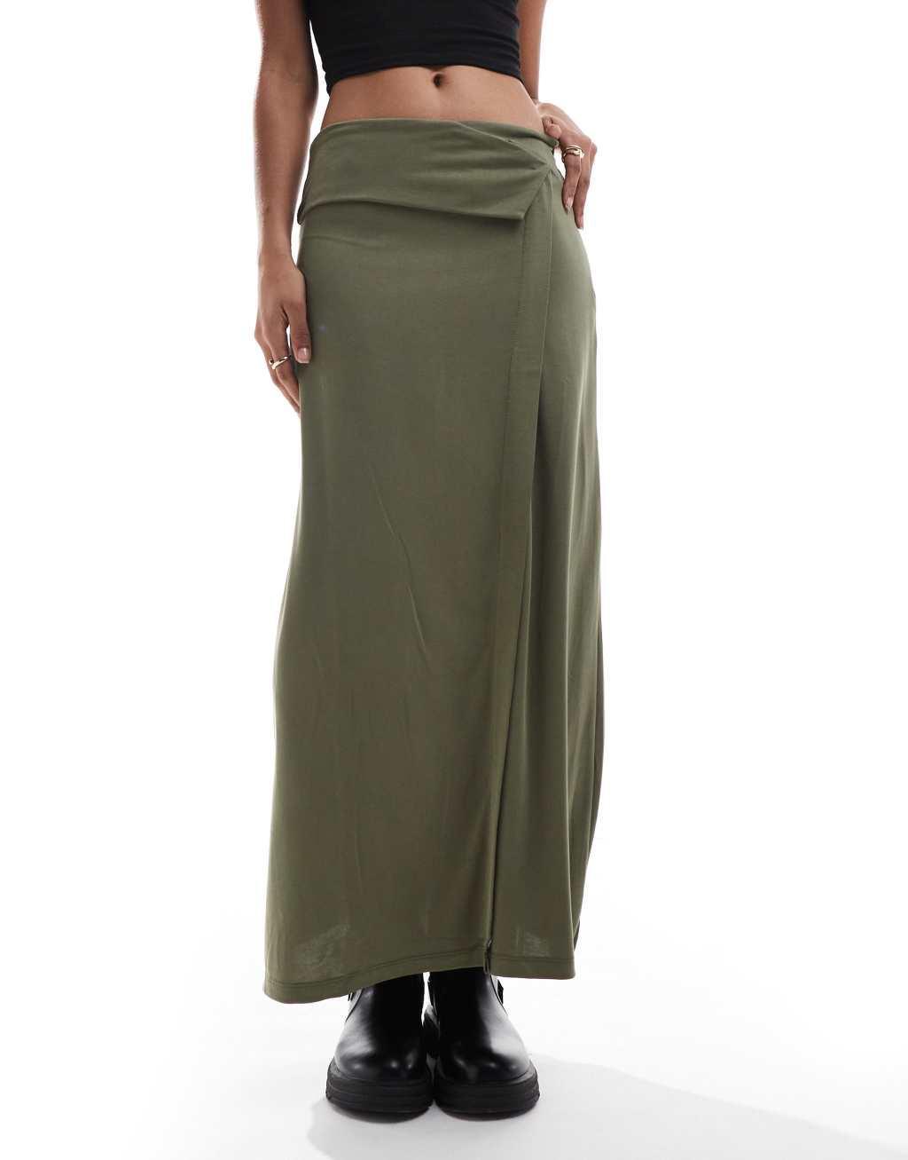 Scalpers Folded Skirt In Khaki   Product Image