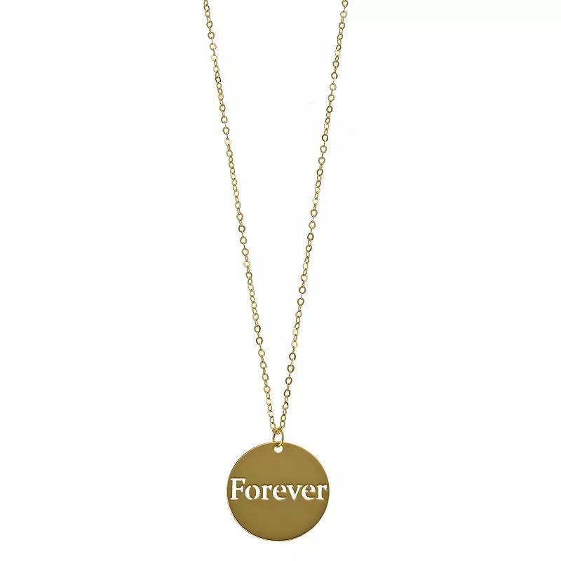 10k Gold Forever Disc Pendant Necklace, Womens Yellow Product Image