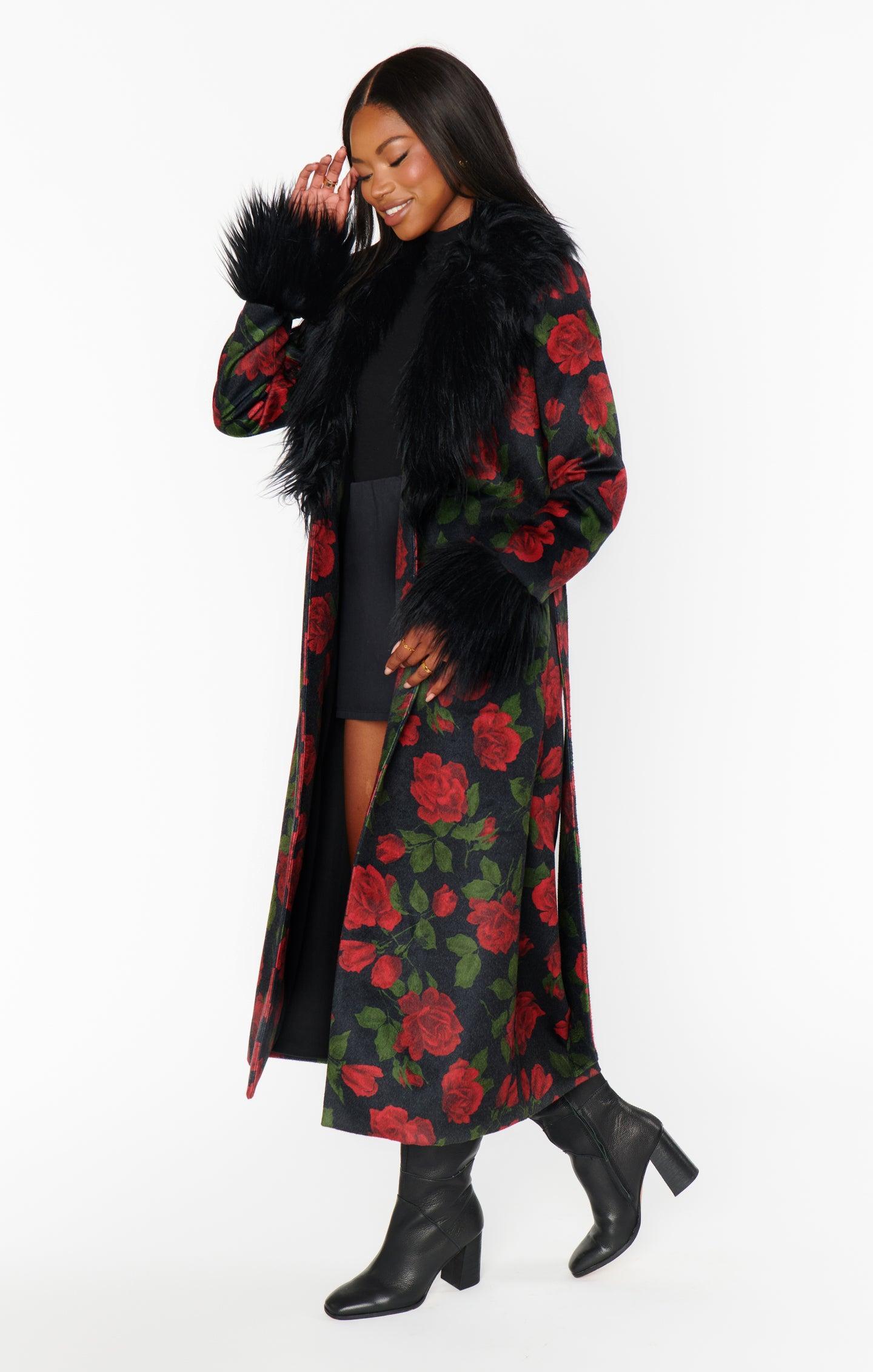 Elaine Coat ~ Send Me Roses with Faux Fur Product Image