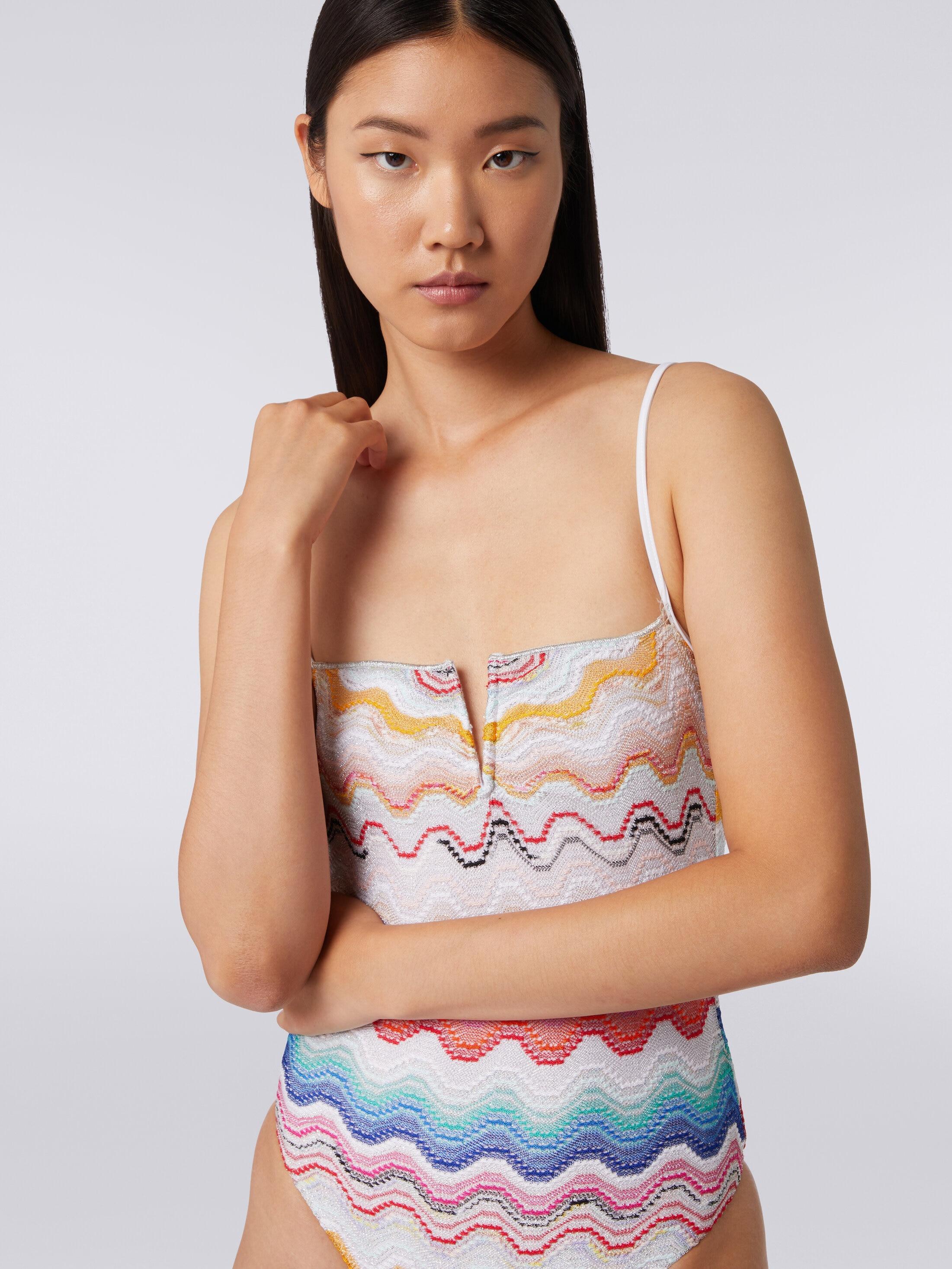 Wave motif one-piece swimming costume with underwire Product Image