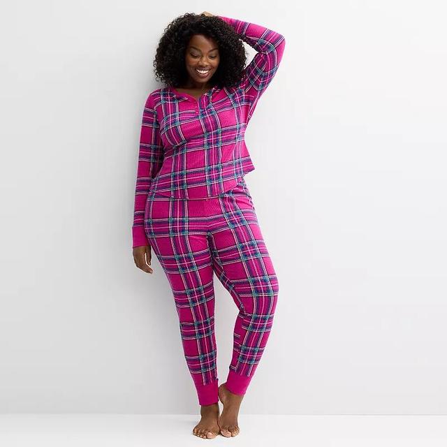 Plus Size Sonoma Goods For Life Thermal Pajama Top & Pajama Bottoms Set, Womens Product Image