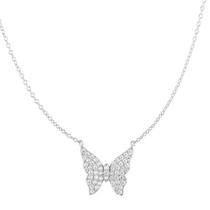 Sunkissed Sterling Cubic Zirconia Butterfly Necklace, Womens, Silver Product Image