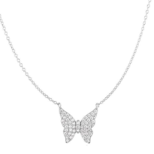 Sunkissed Sterling Cubic Zirconia Butterfly Necklace, Womens, Silver Product Image