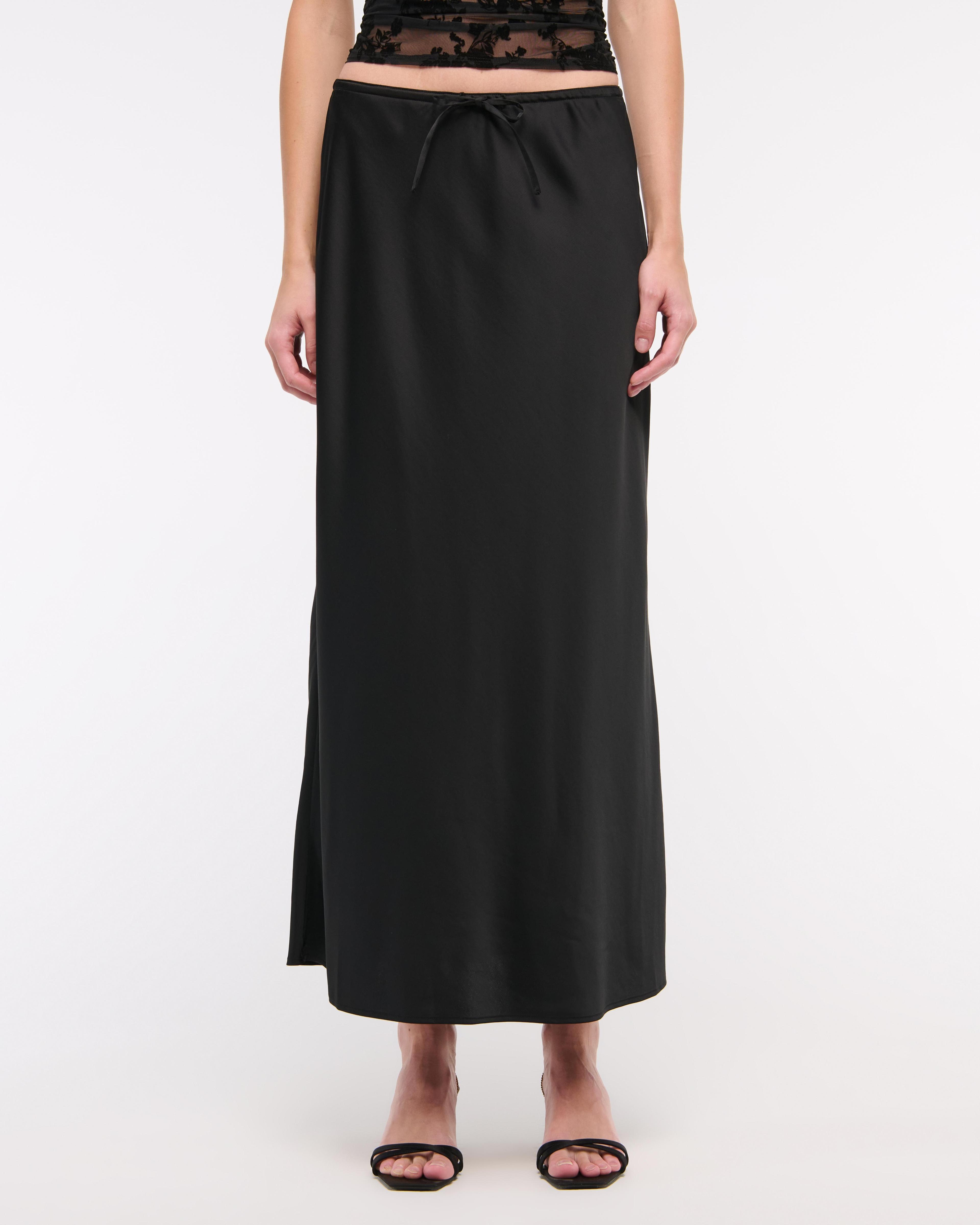 Mid Rise Satin Maxi Skirt Product Image