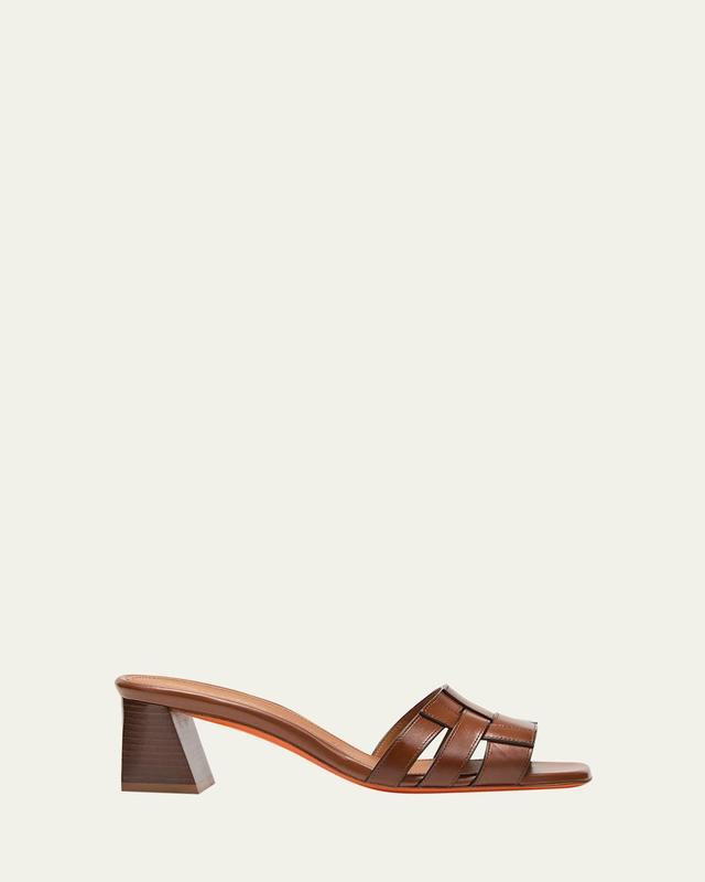 Venere Leather Block-Heel Mule Sandals Product Image