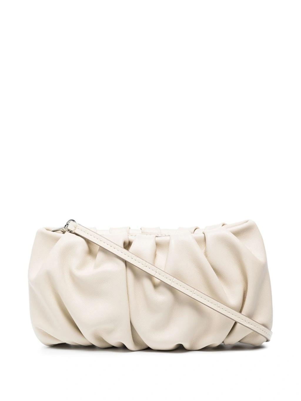 STAUD Women's Bean Ruched Leather Shoulder Bag In Cream Product Image