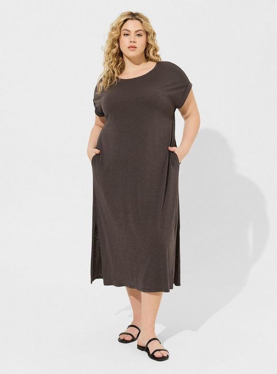 Tea Length Slub Dolman T-Shirt Dress Product Image