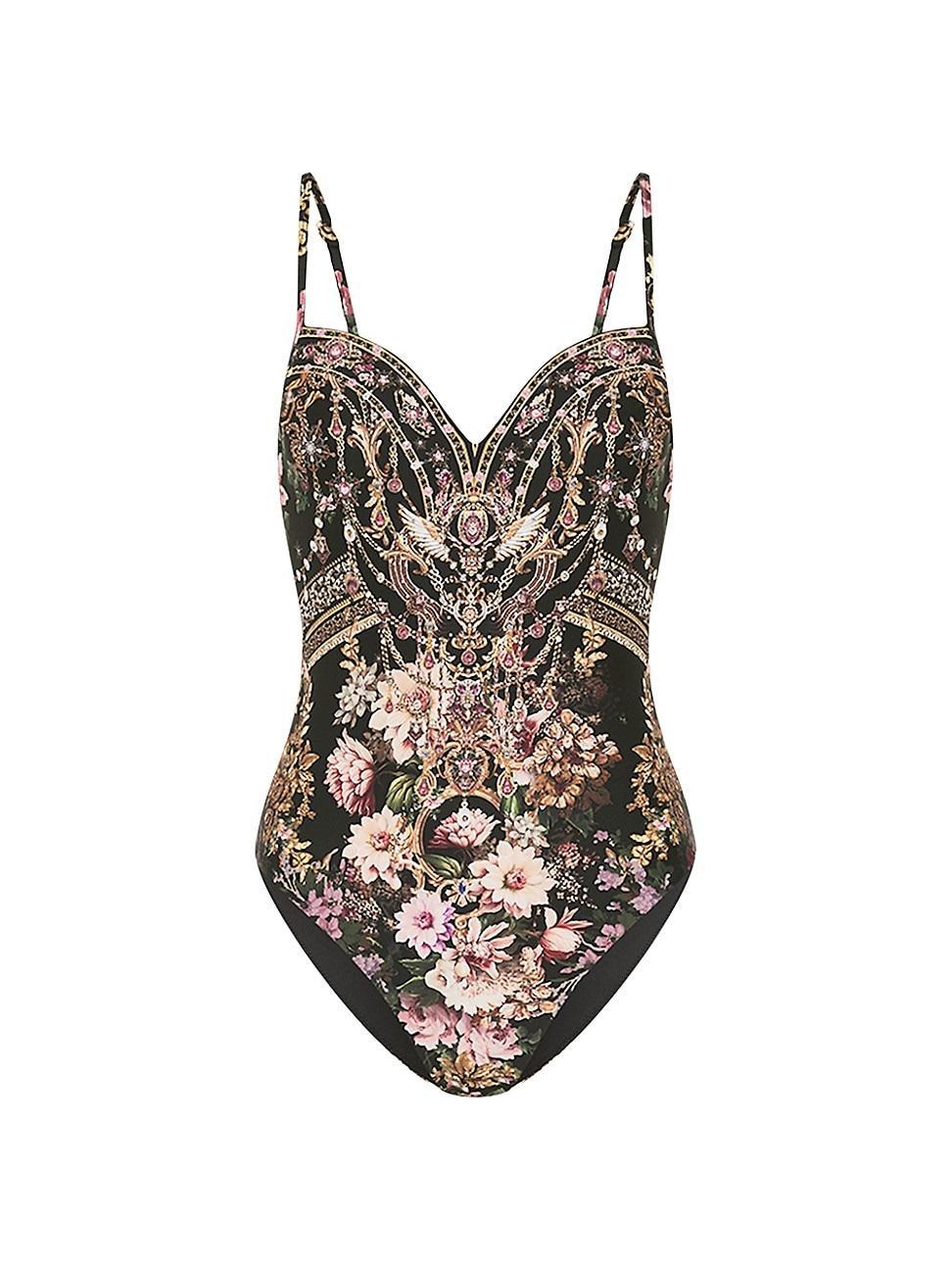 Womens Floral Underwire One-Piece Swimsuit Product Image