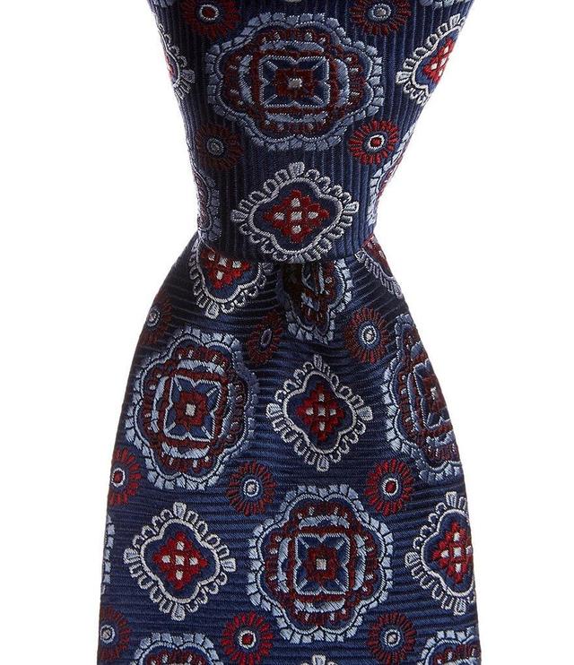 Hickey Freeman Medallion Print 3 1/4#double; Woven Silk Tie Product Image