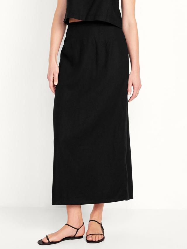 High-Waisted Linen-Blend Maxi Skirt for Women Product Image