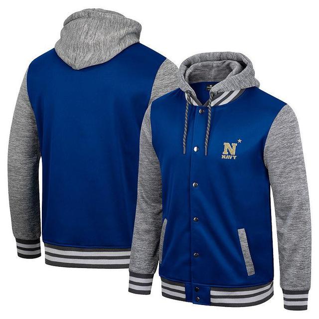 Mens Colosseum Midshipmen Robinson Hoodie Full-Snap Jacket Blue Product Image