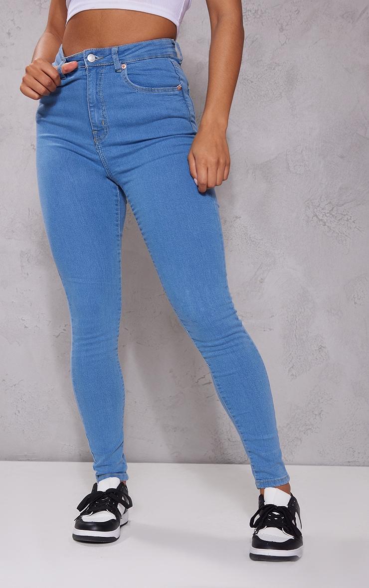 PRETTYLITTLETHING L30 Light Wash 5 Pocket Skinny Jeans Product Image