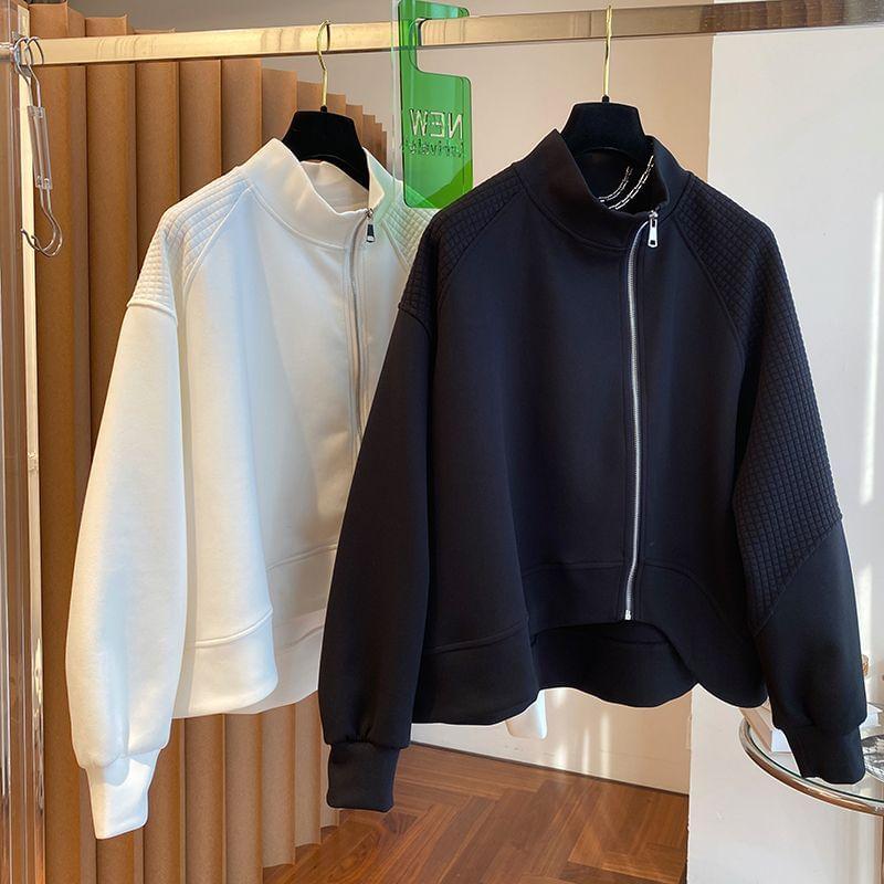 Drop-Shoulder Plain Zip Jacket Product Image