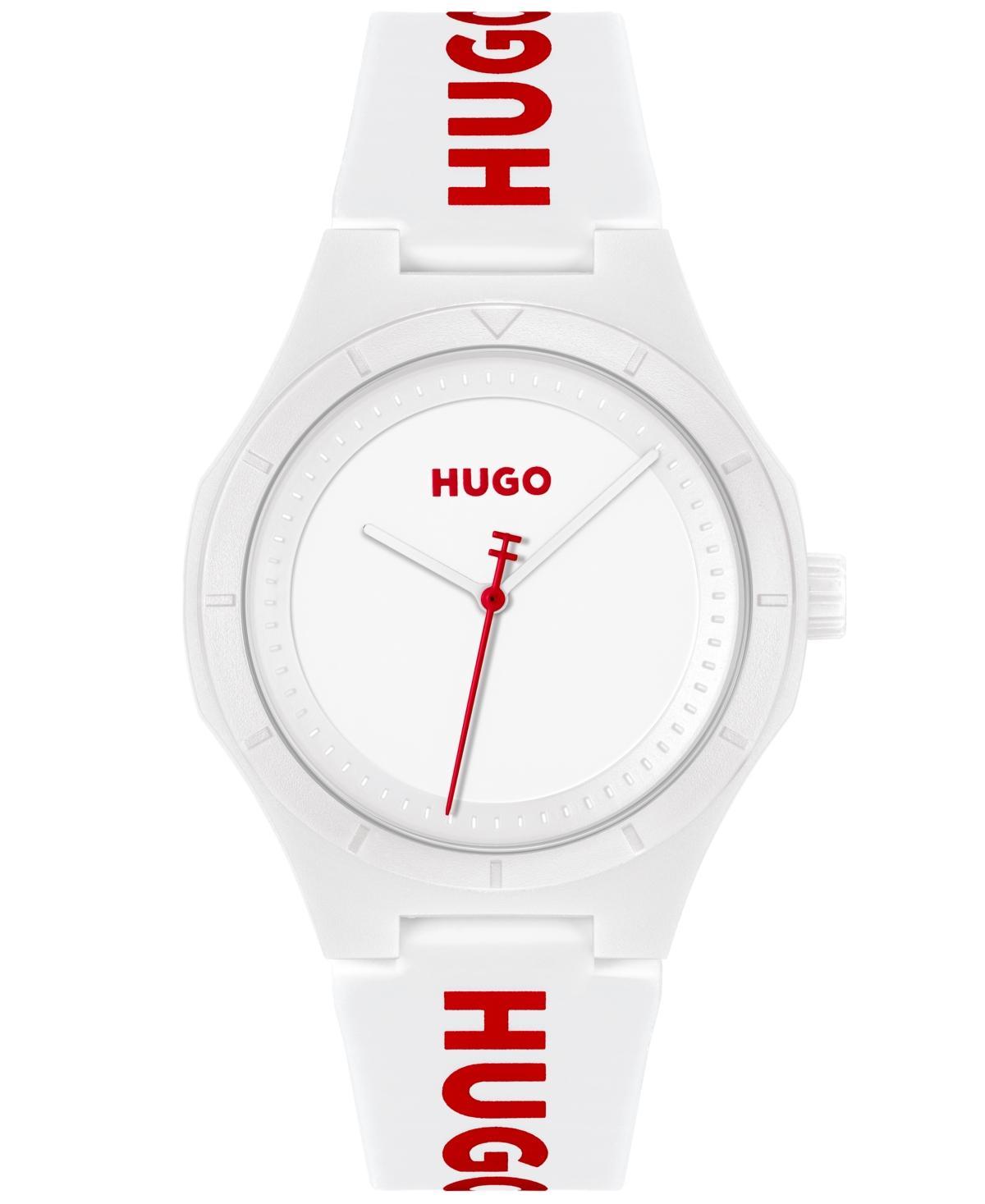 Hugo Boss Mens Lit for Him Quartz White Silicone Watch 42mm - White Silicone Product Image