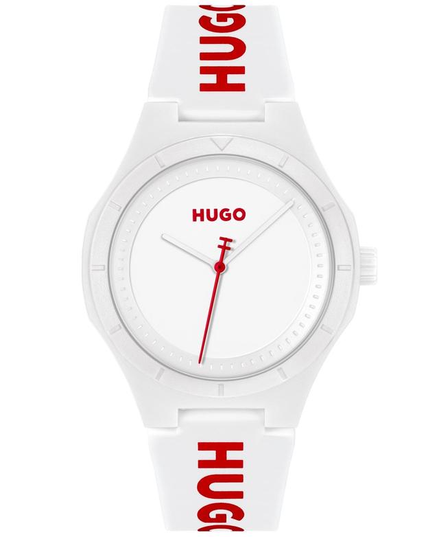 Hugo Boss Mens Lit for Him Quartz White Silicone Watch 42mm - White Silicone Product Image