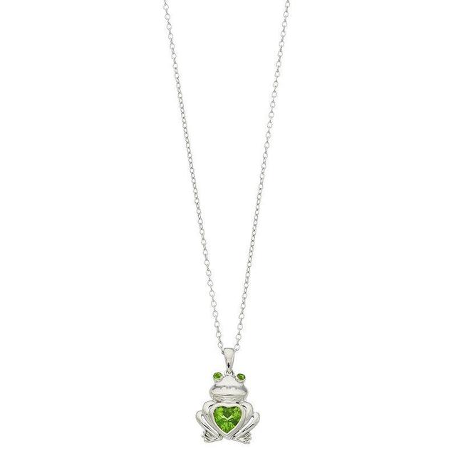 Genuine Peridot Sterling Silver Frog Pendant Necklace, Womens Product Image