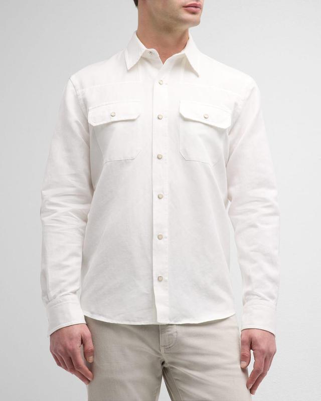 Mens Cotton-Linen Western Button-Down Shirt Product Image