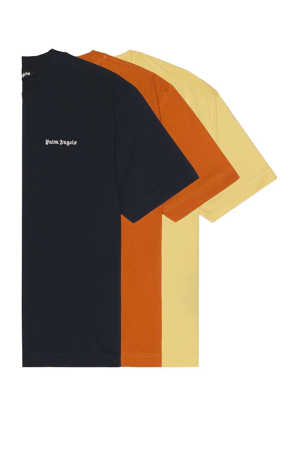 Palm Angels Classic Logo Tri Pack Tee in Navy,Mustard,Burnt Orange Product Image