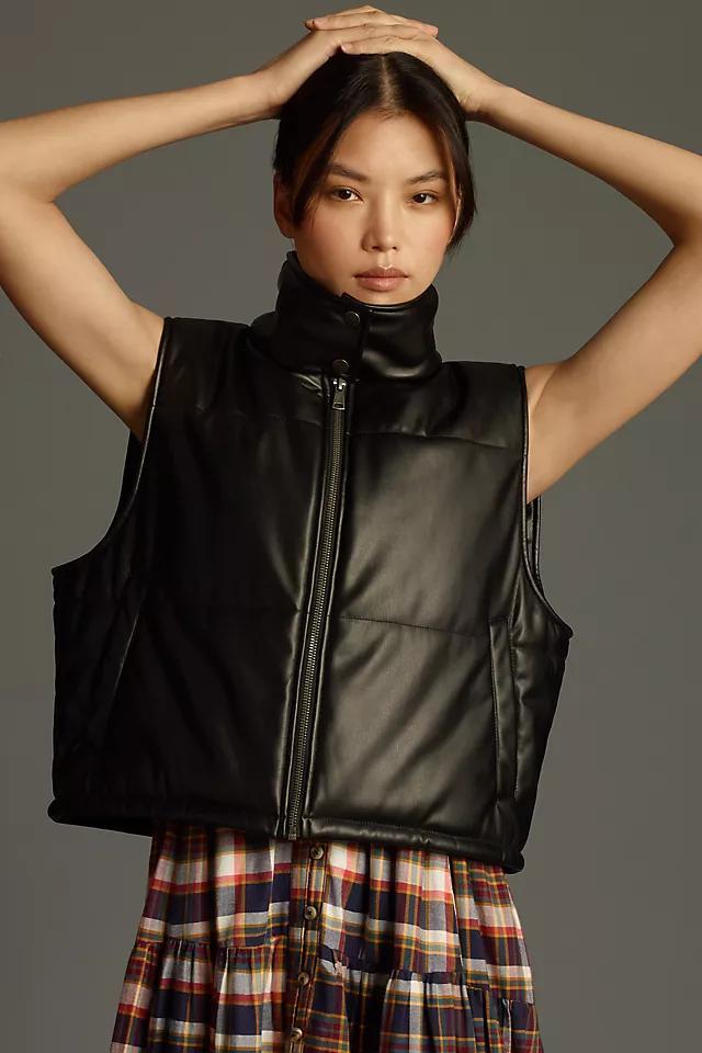 By Anthropologie Faux-Leather Puffer Vest Product Image