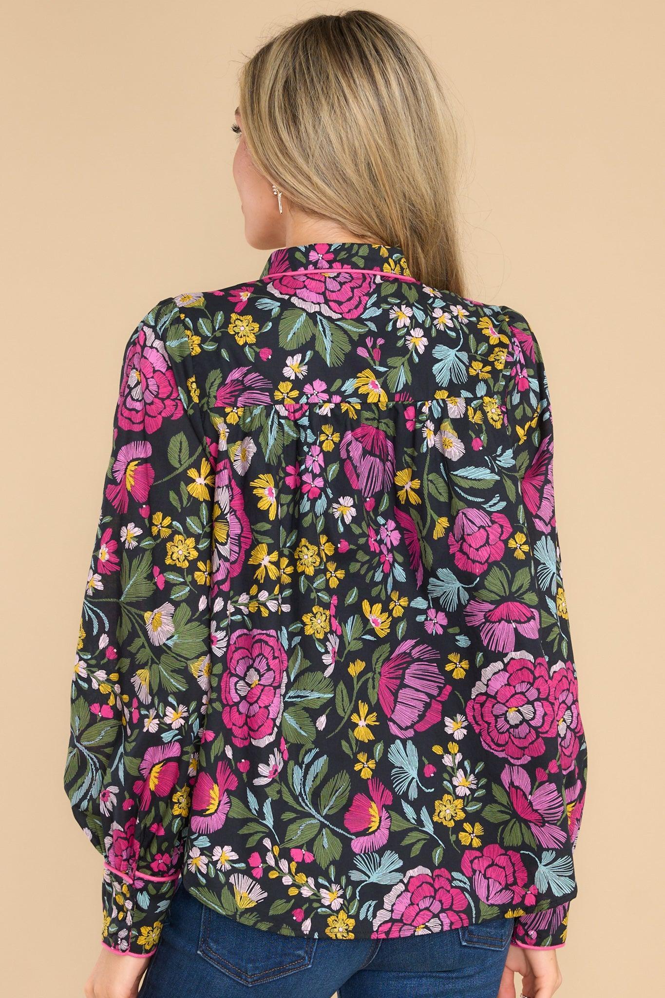 In An Instant Black Floral Print Top Product Image