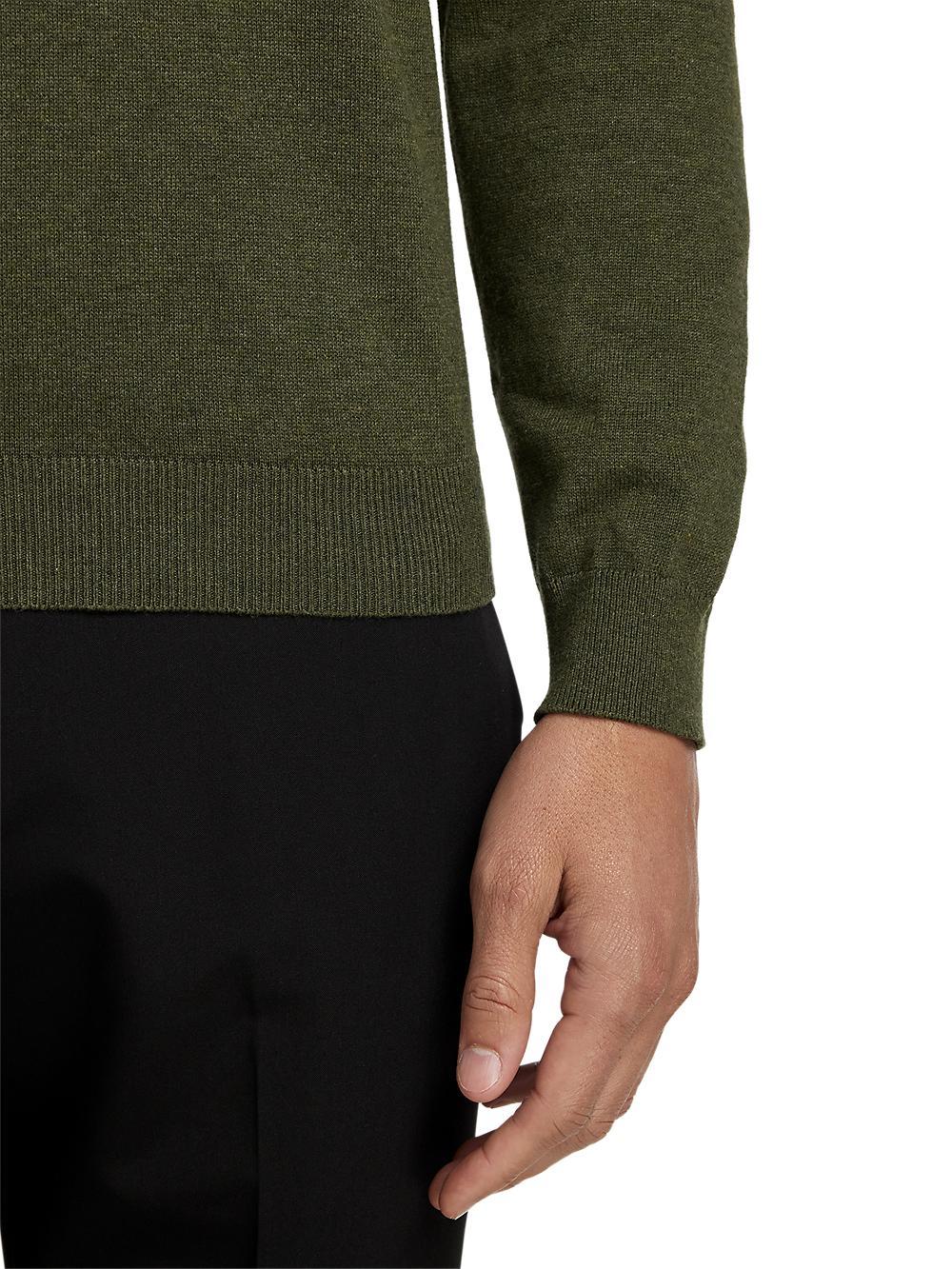 Cotton Quarter Zip Mock Neck Sweater - Olive Product Image