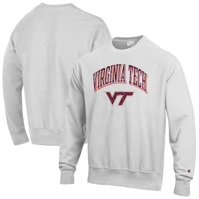 Mens Champion Gray Virginia Tech Hokies Arch Over Logo Reverse Weave Pullover Sweatshirt Product Image