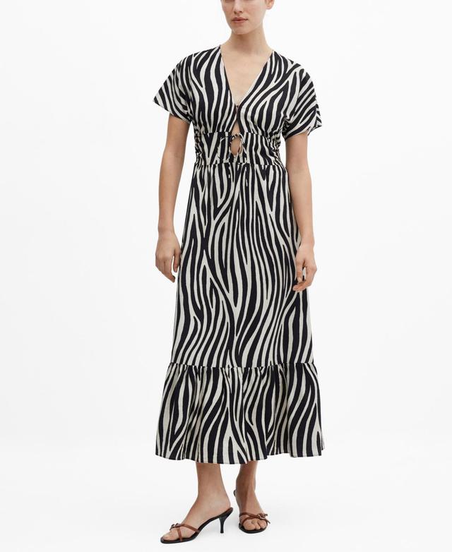 Mango Womens Printed Cut-Out Detail Dress Product Image