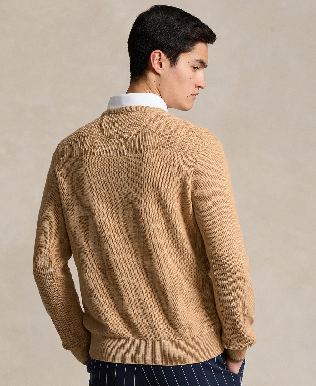 Mesh Knit Crewneck Sweater In Camel Melange Product Image