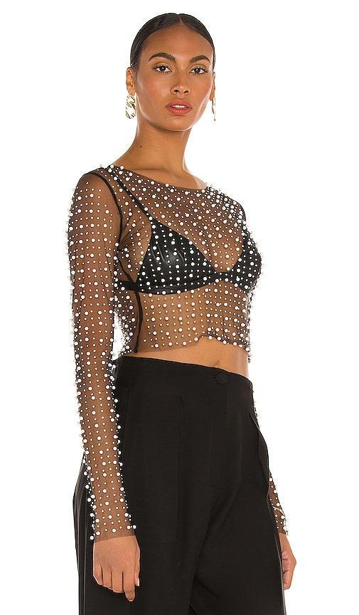 Beach Bunny Look and Glisten Pearl Mesh Top Size XS. Product Image