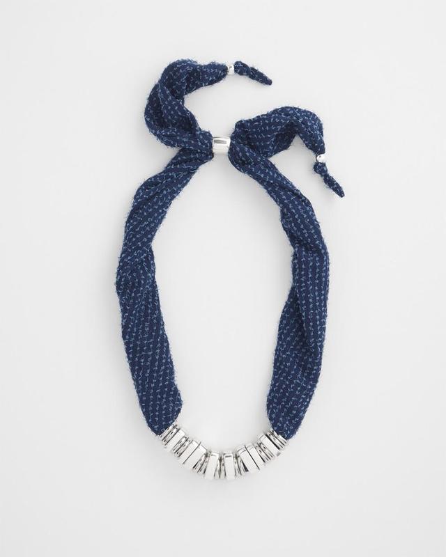 Adjustable Denim Scarf Necklace   Chico's - Blue Multi - Women Product Image