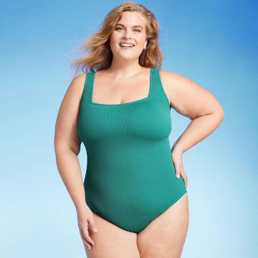 Womens Pucker Square Neck One Piece Swimsuit - Kona Sol Teal 18 Product Image