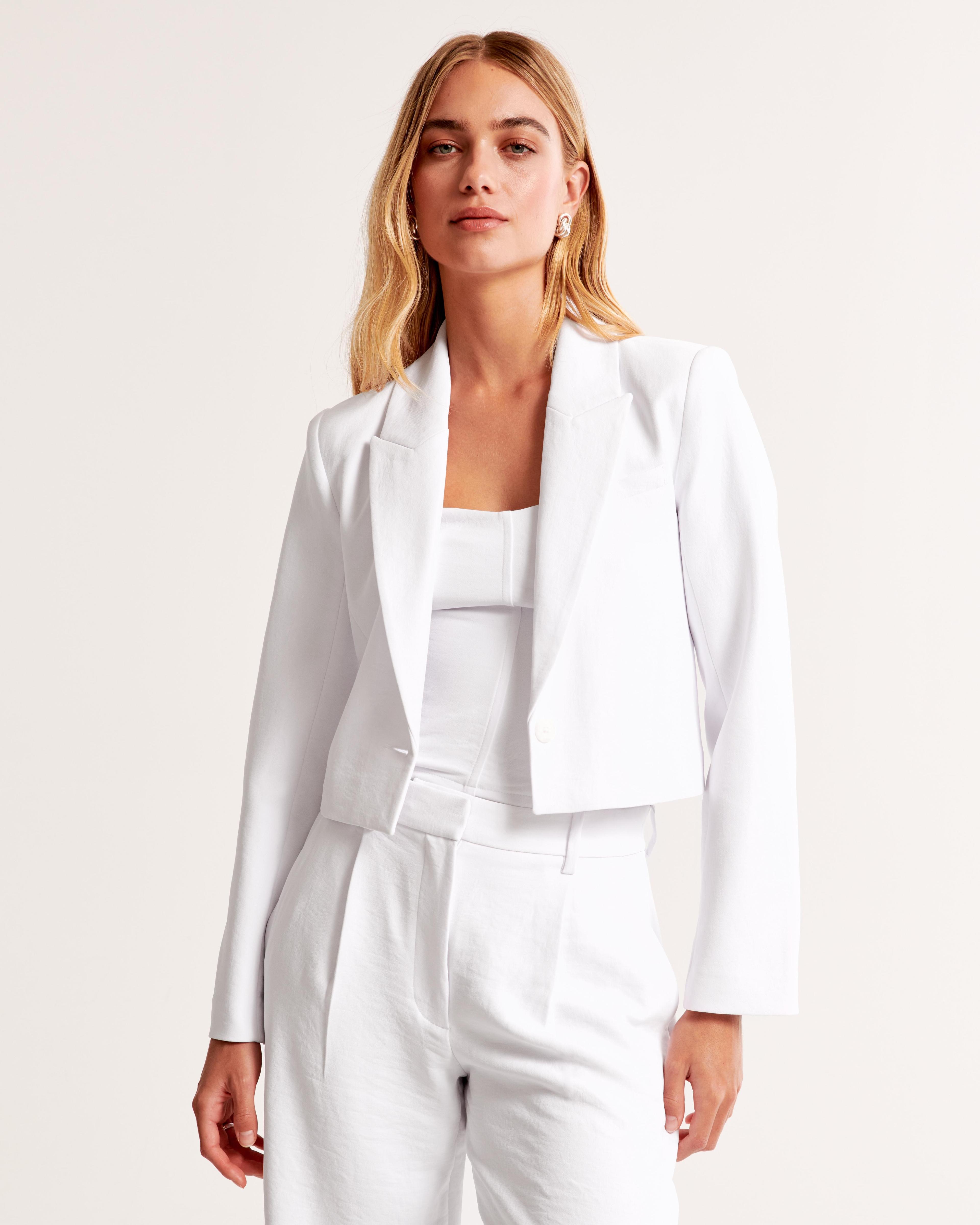 Premium Crepe Cropped Blazer Product Image