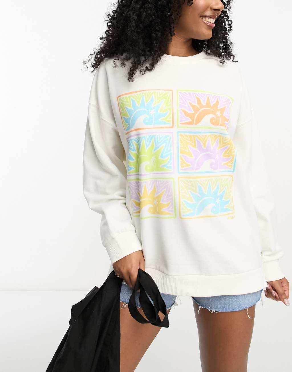 Roxy Morning Hike oversized sweat in white  Product Image