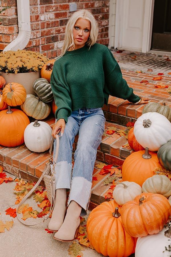 Harvest Wishes Ribbed Sweater in Hunter Green Product Image