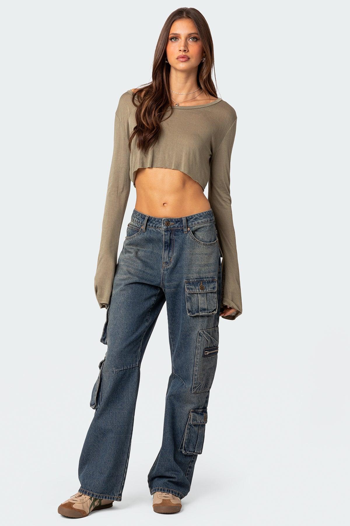 Sheer Raw Hem Crop Top Product Image