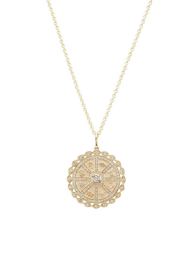 Womens Overboard Icon Wheel 14K Yellow Gold & 0.57 TCW Diamond Coin Pendant Necklace Product Image