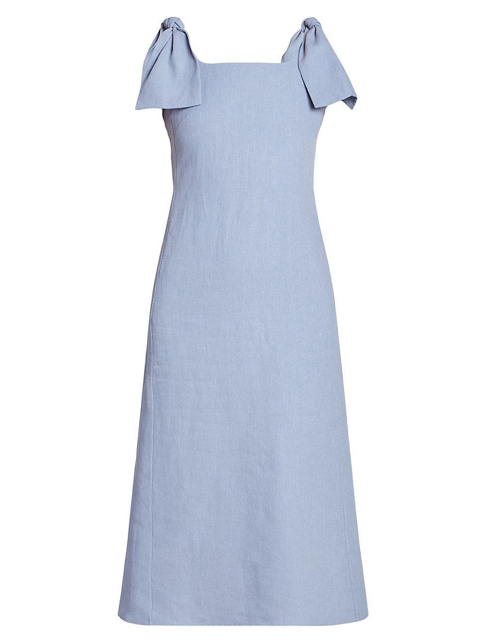 Chlo Bow Strap Linen Midi Sundress Product Image